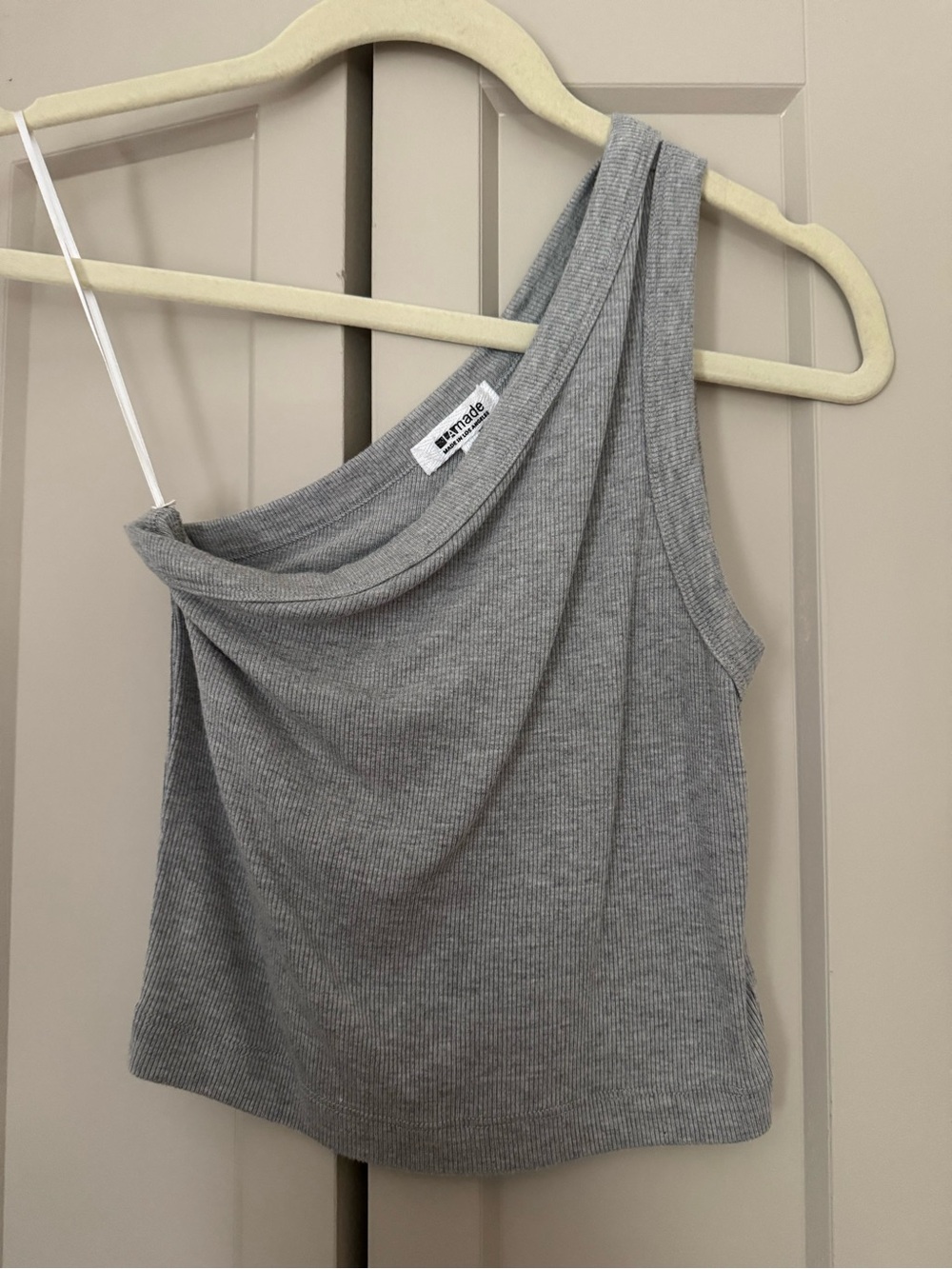 Gray Ribbed One Shoulder - Small